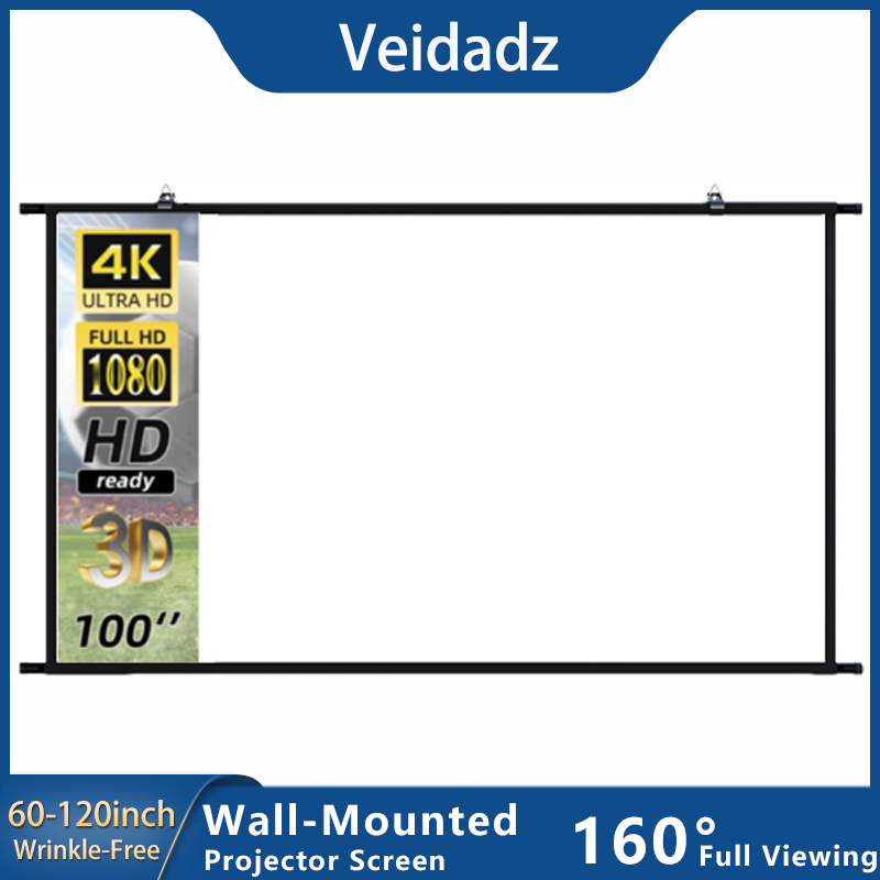 Projector Screen 100 Inch - VEIDADZ จอโปรเจคเตอร์ติดผนัง 60-120 นิ้ว ความหนาแน่นสูง สีขาว