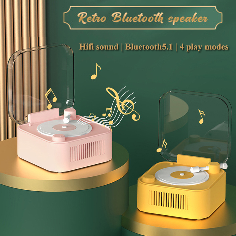 Home Cinema Bluetooth 5.1 - ลำโพงบลูทูธพกพาได้ย้อนยุคการออกแบบเครื่องเล่นซีดีแบบวินเทจซาวบาร์บลูทูธเครื่องเล่นเพลง MP3 Hifi รองรับ U ดิสก์