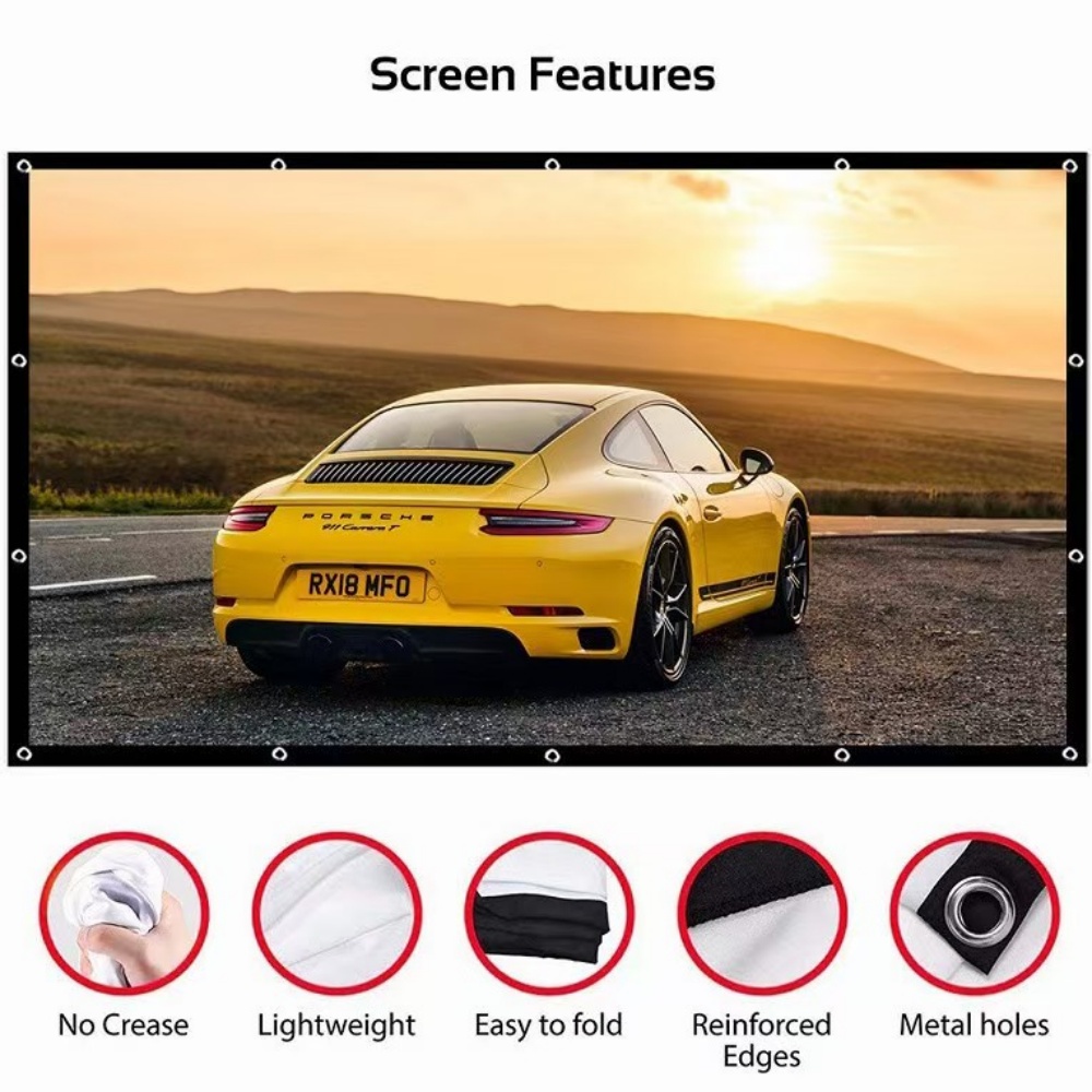 Projector Screen 100 Inch - จอโปรเจคเตอร์แบบพกพา ขนาด 60 72 100 120