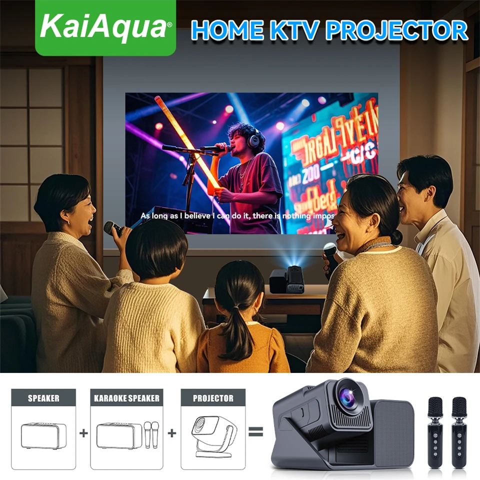 Home Cinema Karaoke Projector - KaiAqua KTVคาราโอเกะโปรเจคเตอร์HT36 4K Android 11 Dual