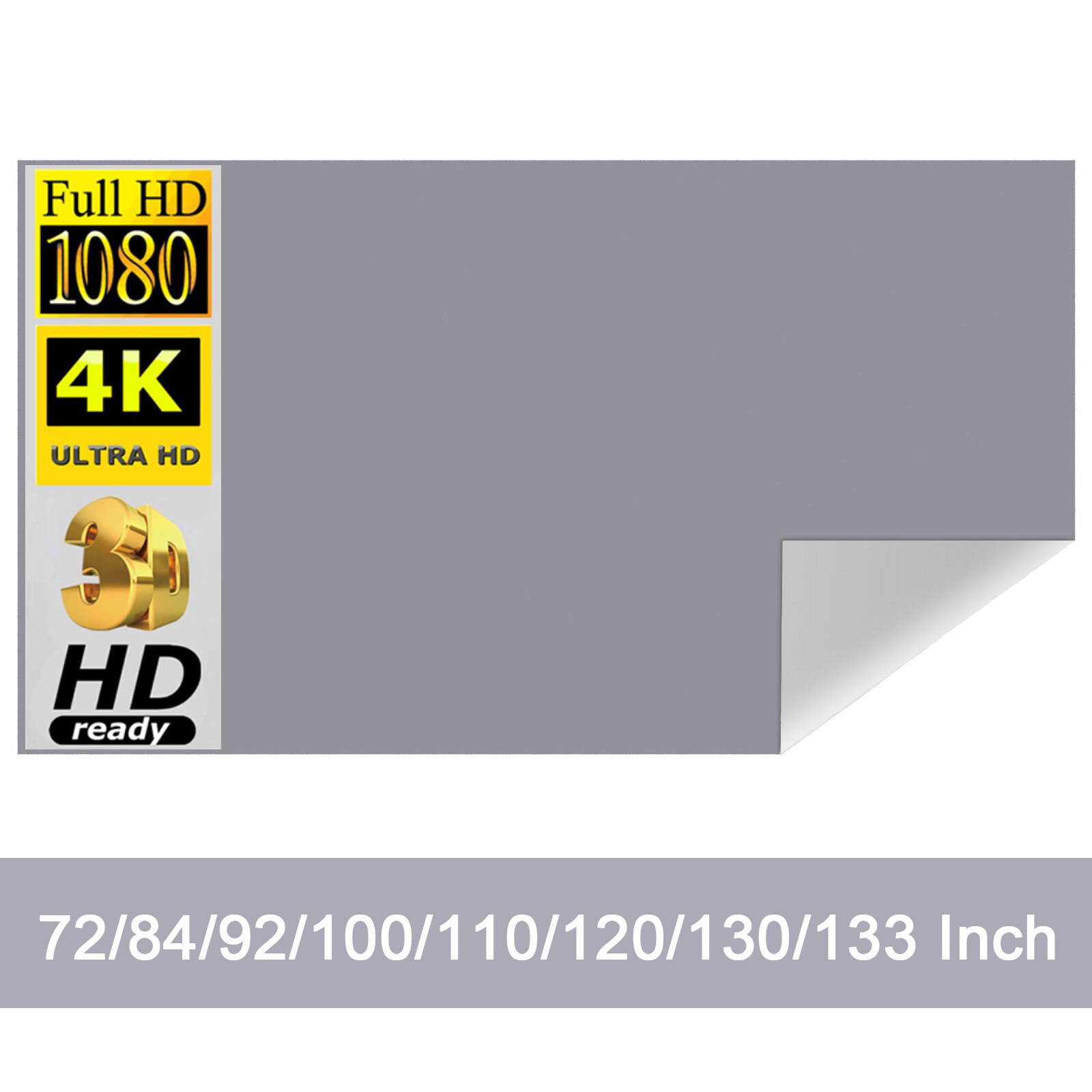 Projector Screen 100 Inch - ผ้าสะท้อนแสงสำหรับฉายภาพความสว่างสูง72 84 92 100 110 120