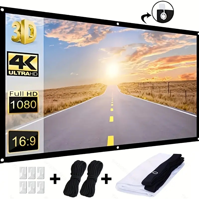 Projector Screen 100 Inch - จอโปรเจคเตอร์ 16:9 สำหรับใช้ภายใน/ภายนอกอาคาร แบบพับได้ ขนาด 100/120/150