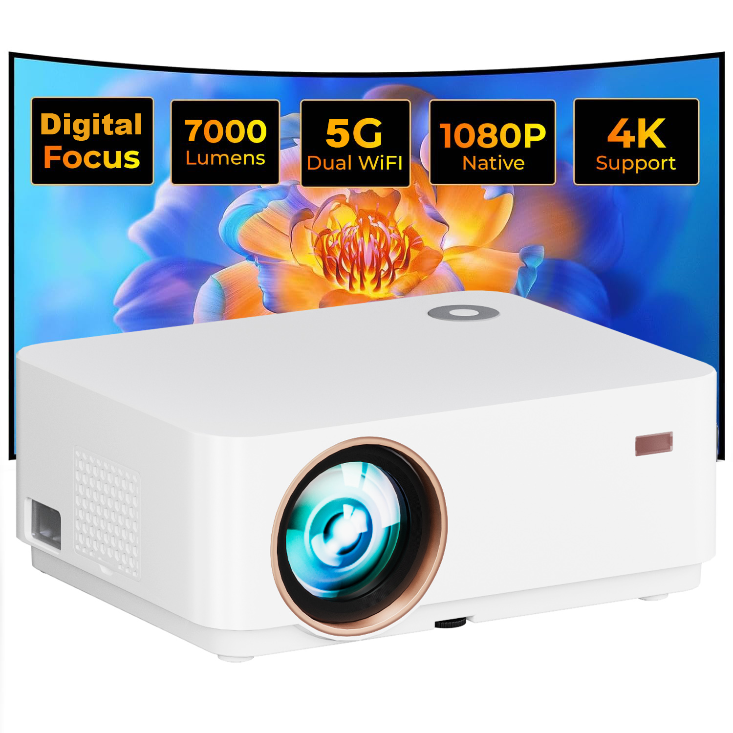 Home Cinema Led Projector - Wzatco D5A 1080P โฟกัสดิจิตอลโปรเจคเตอร์ LED Full