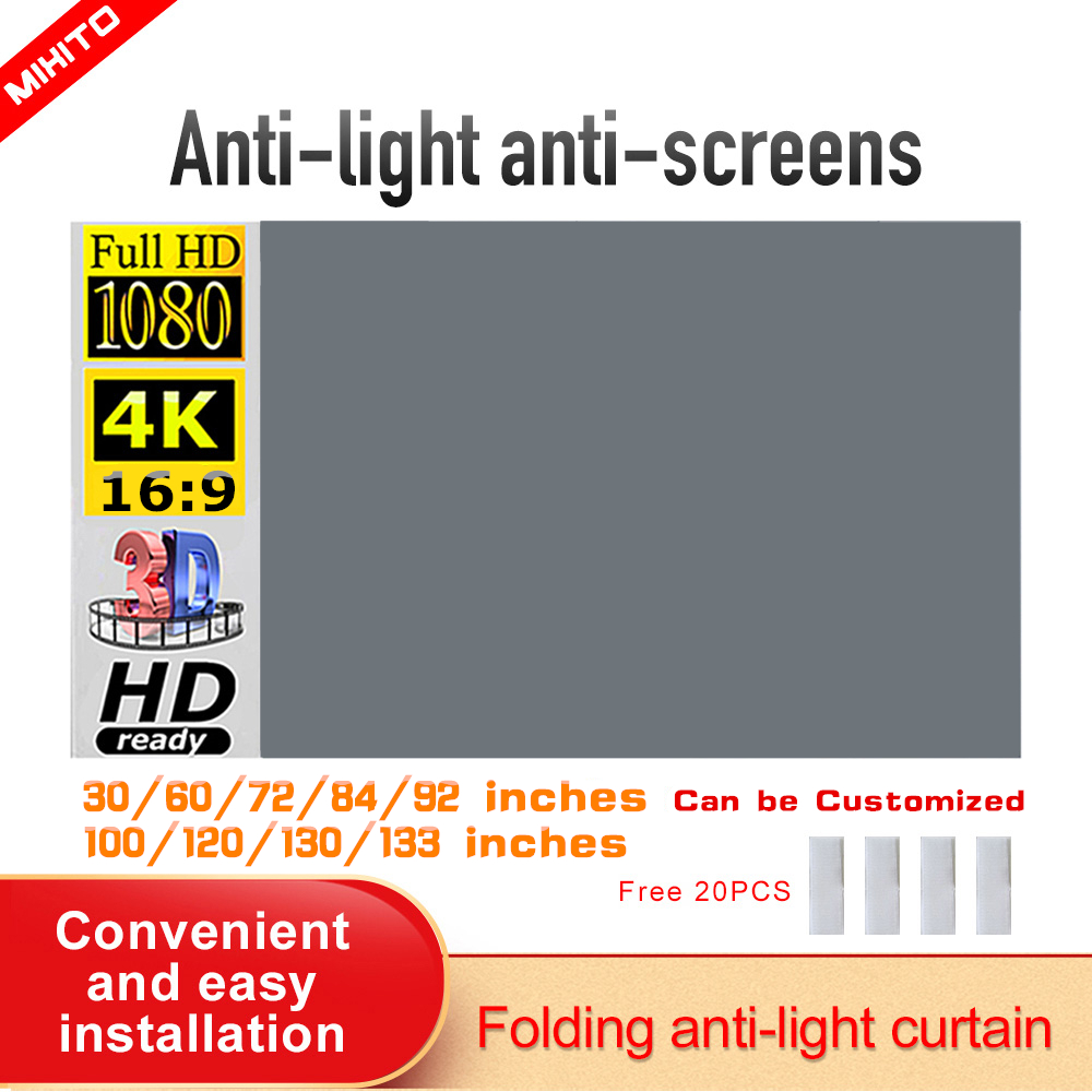 Projector Screen 100 Inch - MIXITO โปรเจคเตอร์หน้าจอม่าย 16:9 Anti-Light ผ้าม่าน 30