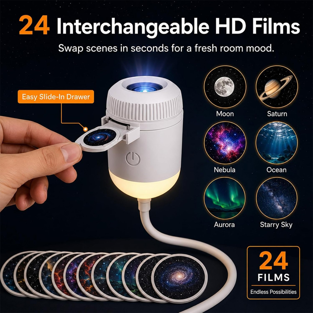 โปรเจคเตอร์ท้องฟ้าดาวหมุนได้ 2 - Home Cinema Led Projector บทวิจารณ์และราคา