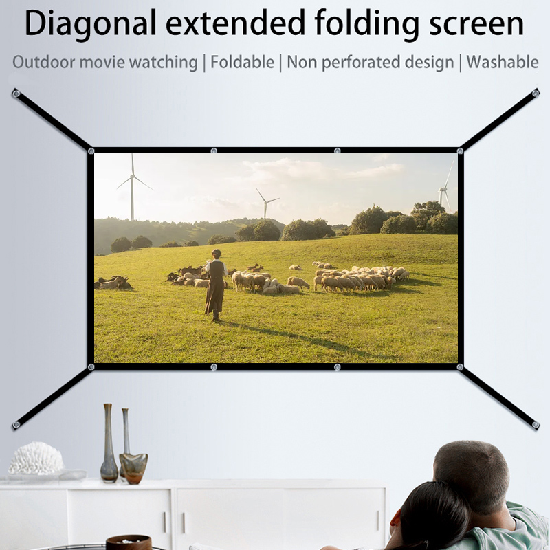 16:9 หน้าจอสีขาวแบบพับได้แบบพก - Projector Screen 100 Inch บทวิจารณ์และราคา