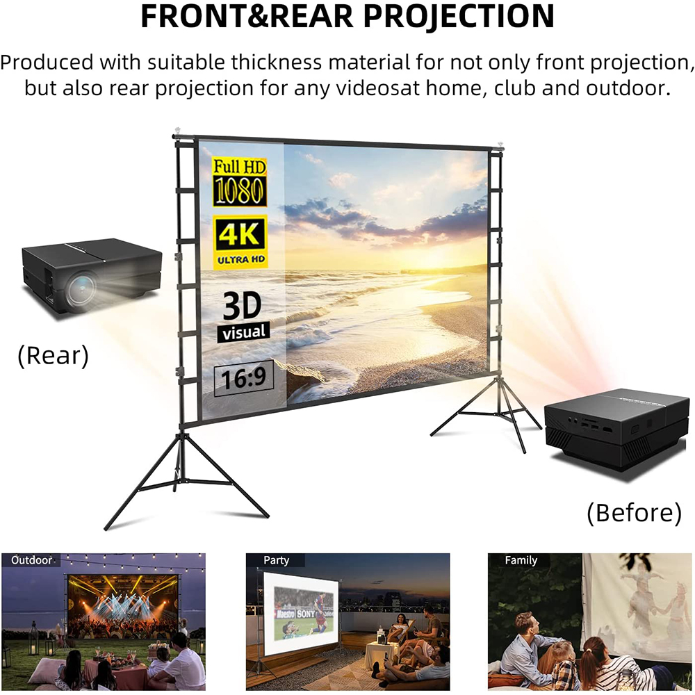Veidadz หน้าจอโปรเจคเตอร์พร้อม - Projector Screen 100 Inch บทวิจารณ์และราคา