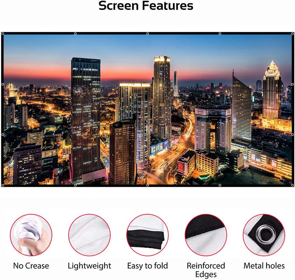 VEIDADZ 60-200 นิ้วแบบพกพาโปรเ - Projector Screen 100 Inch บทวิจารณ์และราคา